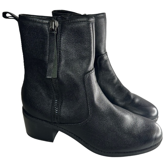 Clarks Women's Nevella Devon Black Leather Side Zip Ankle Boots Size 10 - Picture 6 of 10